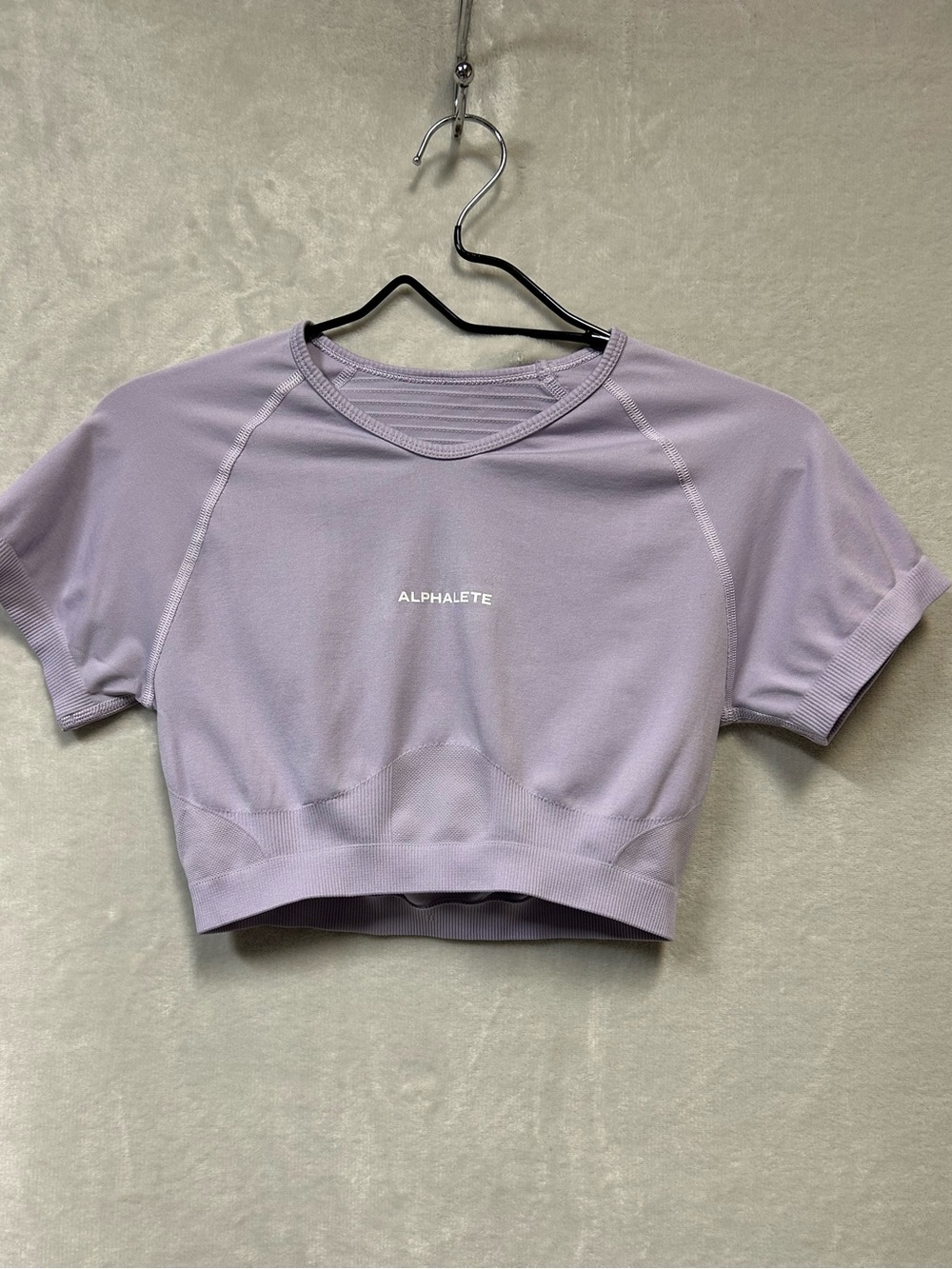 Alphalete Lavender Short Sleeve Cropped Athletic Top